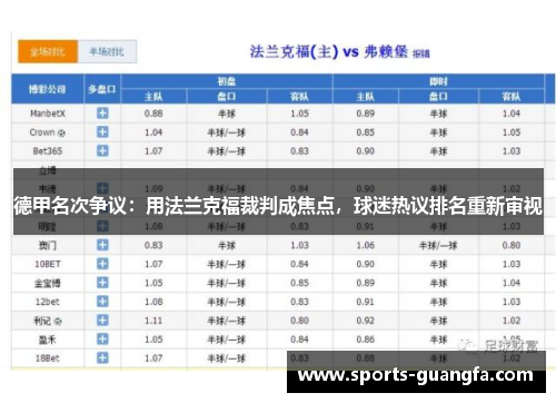 德甲名次争议：用法兰克福裁判成焦点，球迷热议排名重新审视